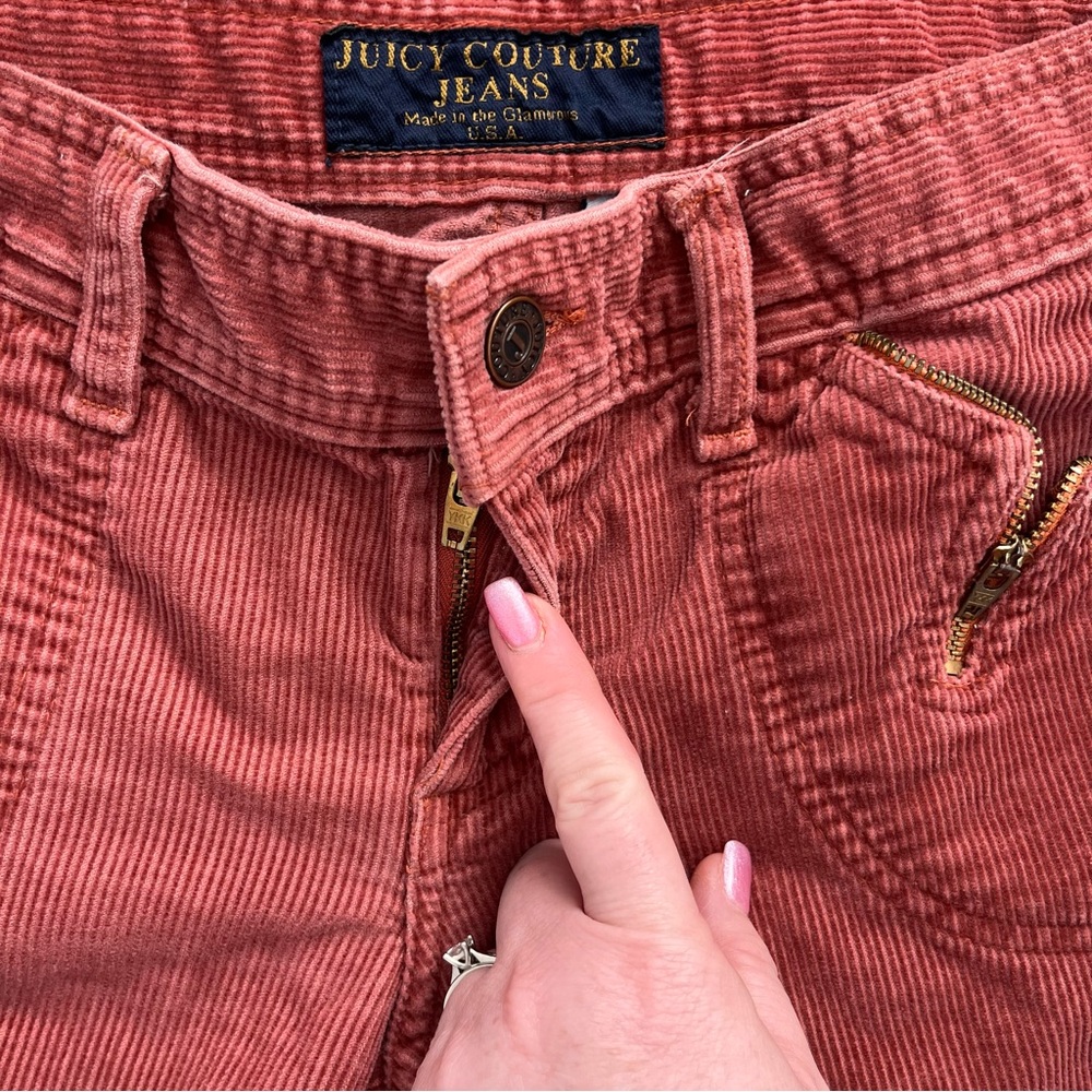 Vintage Juicy Couture Y2K Low Rise Chunky Coral Corduroy Flare Pants Rare Sample - Picture 5 of 16